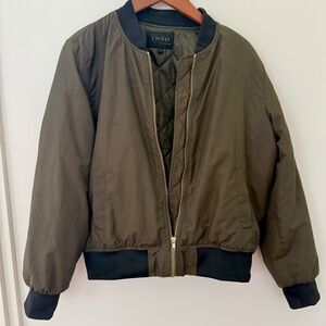 INSO COLLECTION BOMBER JACKET OLIVE GREEN Quilted Size XL
